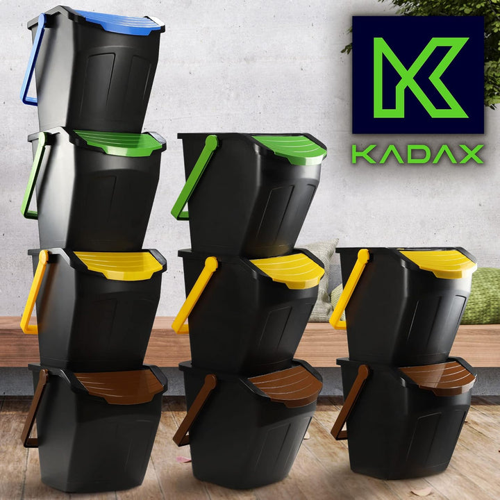 KADAX Recycling-Eimer, 25L Mülleimer mit Deckel, Abfalleimer-Set für leichte Mülltrennung, Abfallsam