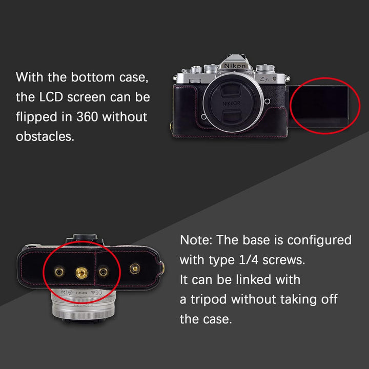 MUZIRI KINOKOO ZFC Tasche, PU-Leder Schutzhülle Kompatibel mit Nikon ZFC/Z FC und 16-50 mm f/3.5-6.3