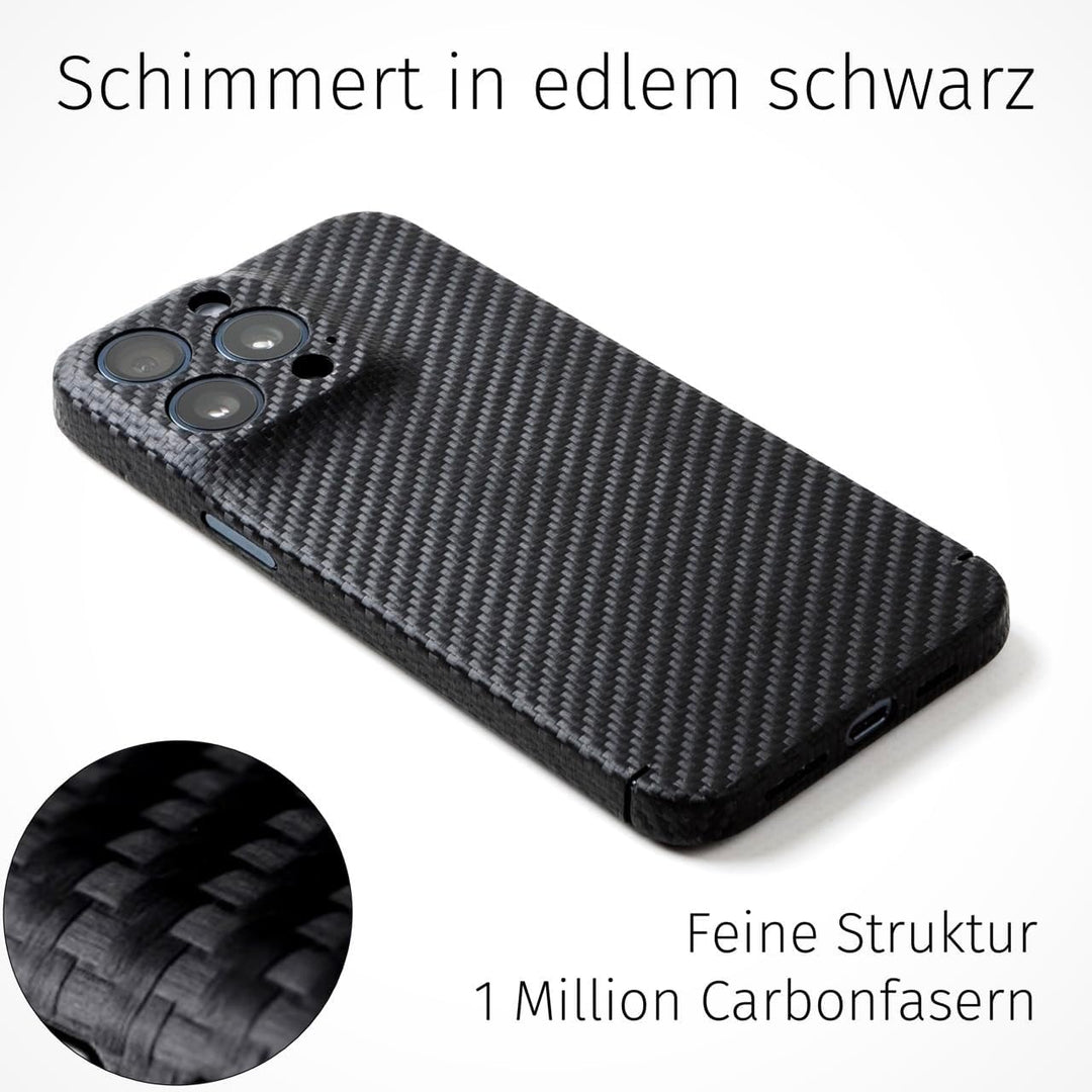 FILONO iPhone 15 Pro Carbon Hülle Ultra dünn | Made in Germany | mit Kamera-Schutz, kompatibel mit M