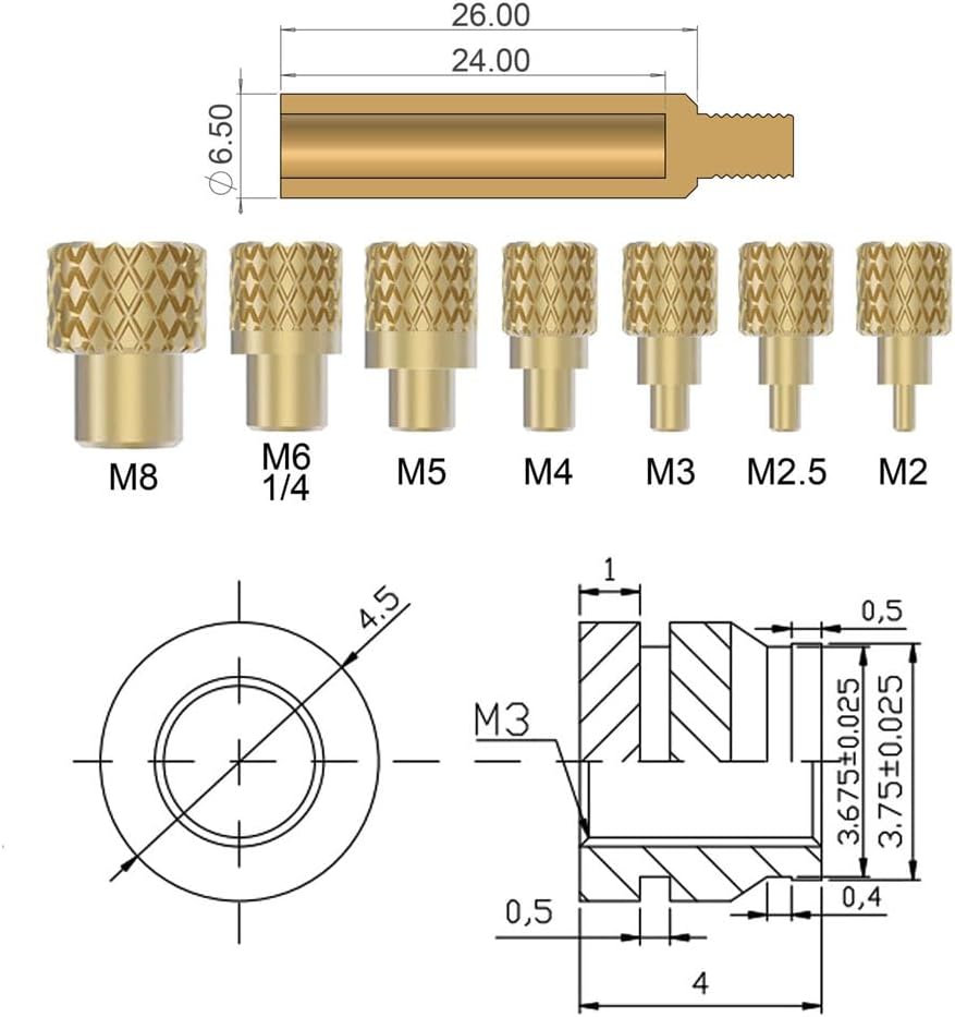 Digitales Lötkolben-Set, 60W, mit Gewindeeinsatz-Spitzen und 100 Stück M3x4x4,5 Gewindeeinsätze Iron