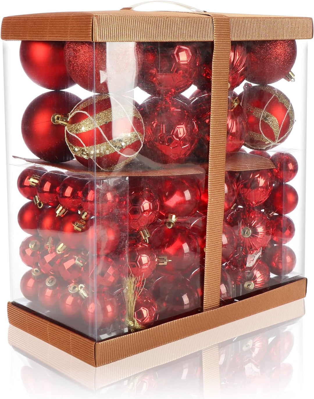 com-four® 72x Weihnachtskugeln, Christbaumkugeln bruchsicher aus Kunststoff für Weihnachten, Baumsch