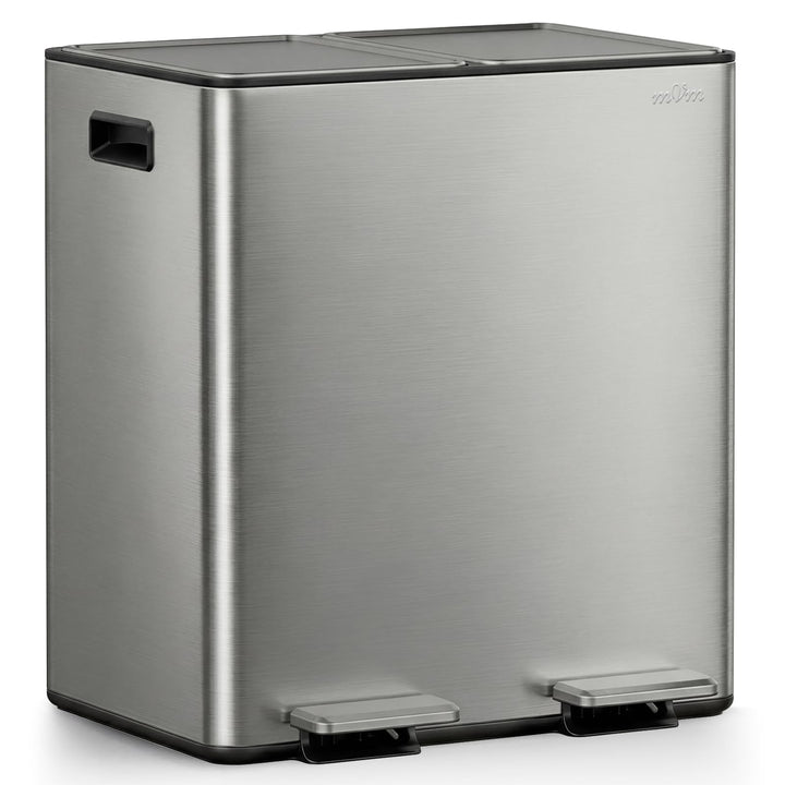 mVm Mülleimer Küche,40 Liter Treteimer,2 x 20 Liter Treteimer, 2 Fächer, Mülltrennsystem, Abfalleime