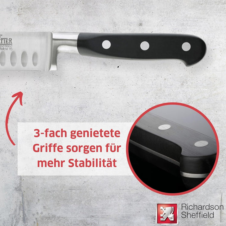 Richardson Sheffield V SABATIER Santoku-Messer, 12,5 cm lange Klinge, gehärteter Klingenstahl, rostf