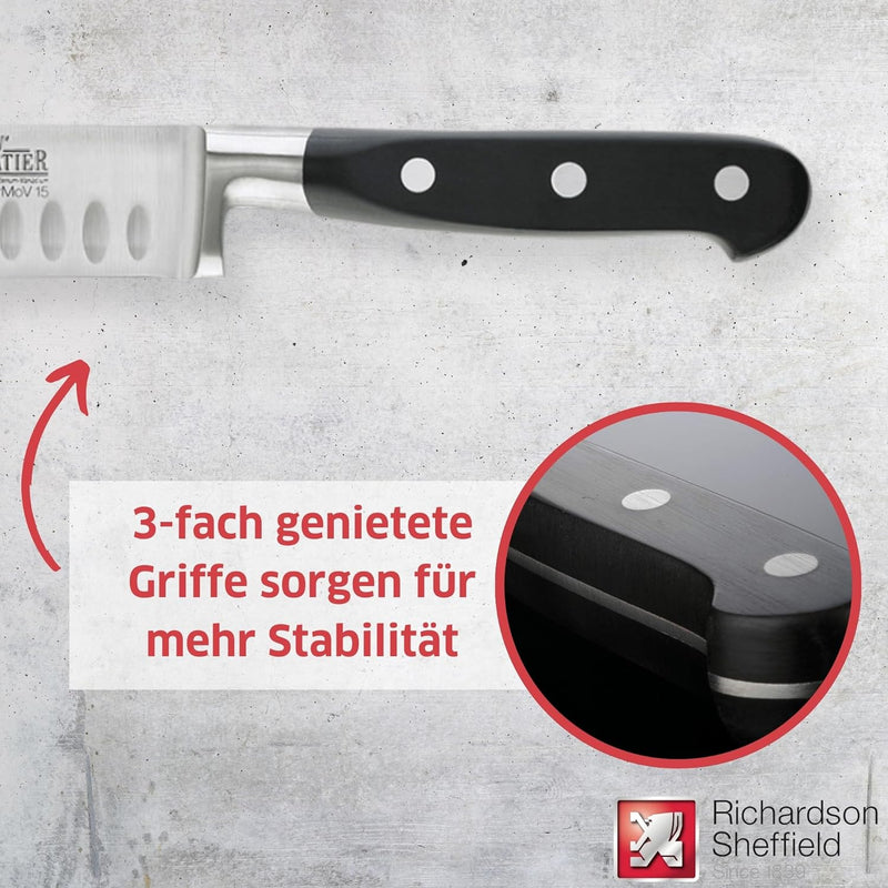 Richardson Sheffield V SABATIER Santoku-Messer, 12,5 cm lange Klinge, gehärteter Klingenstahl, rostf