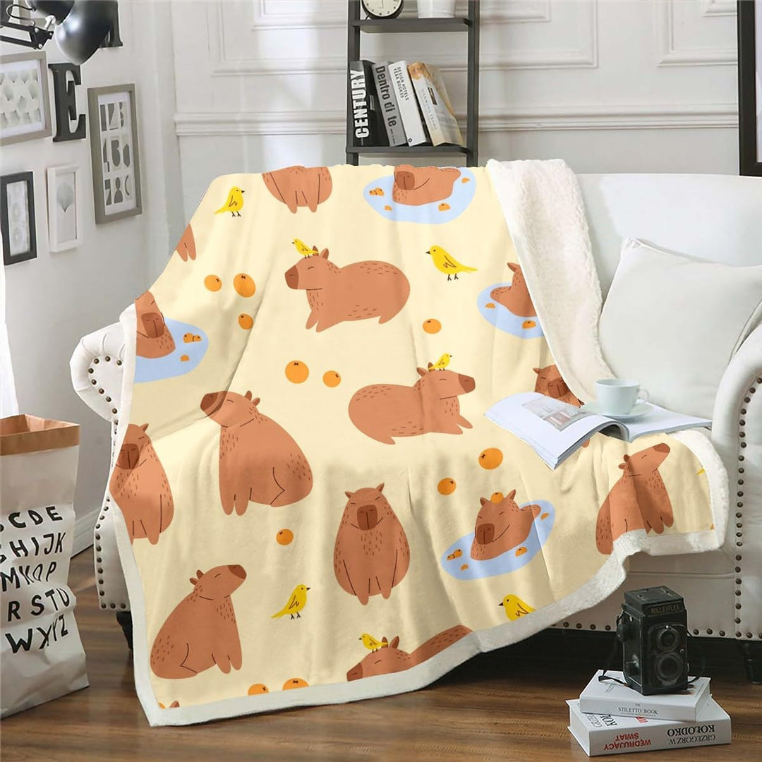 Homewish Capybaras Vlies Decke 150x200cm Nette Braune Capybaras Fuzzy Decke für Kleinkinder Teens Ju