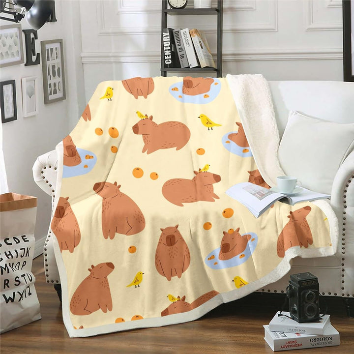 Homewish Capybaras Vlies Decke 150x200cm Nette Braune Capybaras Fuzzy Decke für Kleinkinder Teens Ju