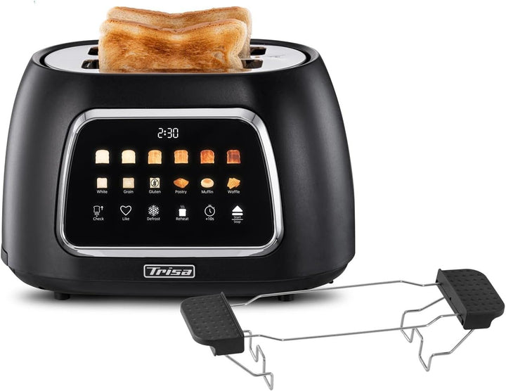 Trisa Toast IT! Digitaler Toaster 2 Scheiben 800W – Moderner Touchscreen Toaster mit Brötchenaufsatz