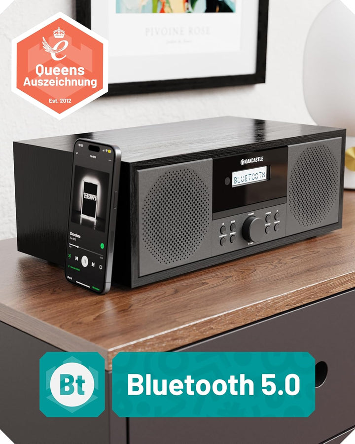Dab+ Bluetooth Radio und CD-Player | 60 W Stereoanlage für zu Hause | integrierte Lautsprecher, LED-