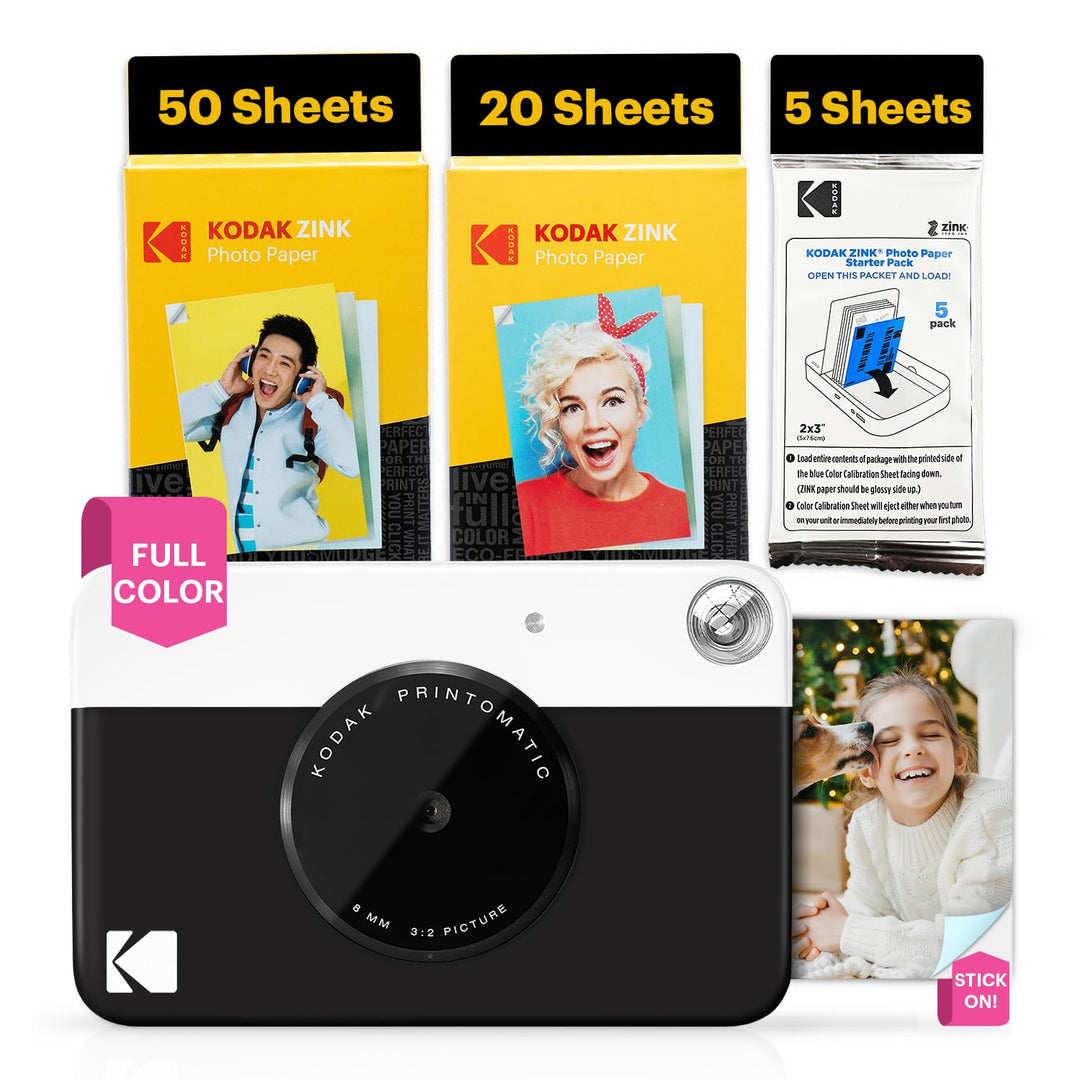 Kodak Printomatic Sofortbildkamera – 75 Blatt Paket – 5MP – Zink 2x3 Fotos – Tragbar – Schwarz Kamer