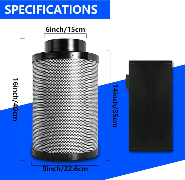 Aktivkohlefilter 150mm, Kohlefilter Air Carbon Filter Australischer Aktivkohle, Rohrventilator 150mm