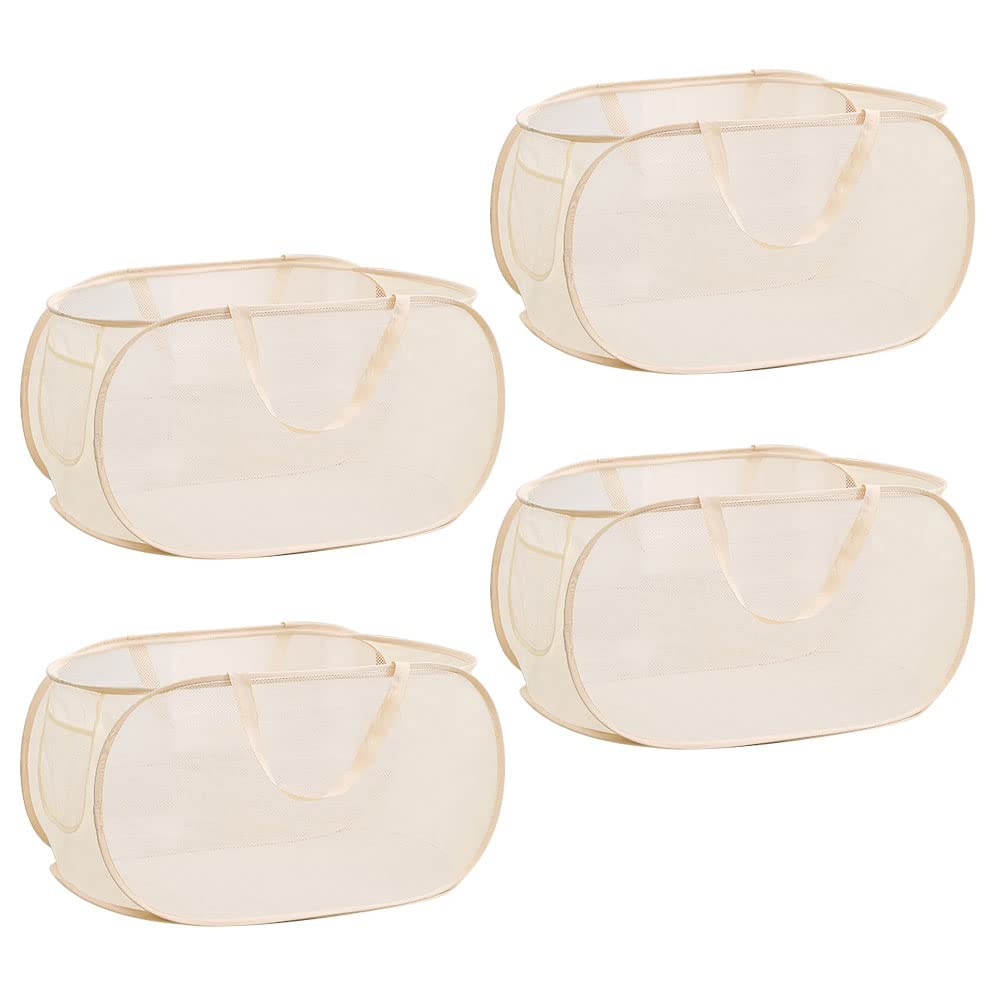 G-LIKE Faltbarer Wäschekorb Wäschesammler Aufbewahrungskorb – 4 Stück Meshkörbe Zusammenklappbar Lei