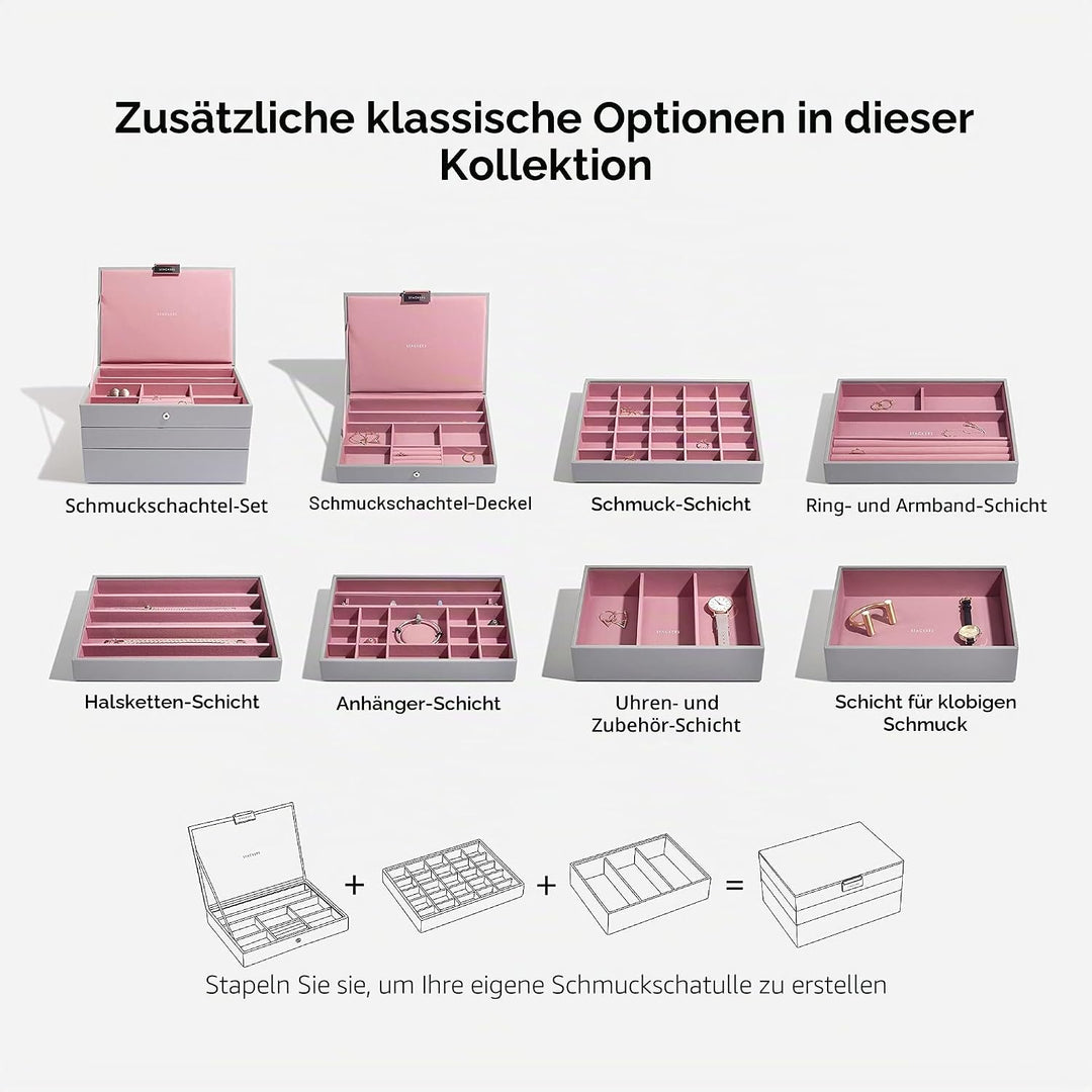 Stackers Grau Rosa Klassisch Schmuckschatulle - 4 Dove Grey/Rose, Dove Grey/Rose