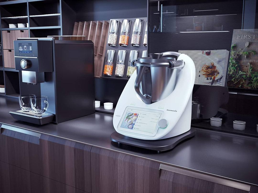 thermoBase Premium Gleitbrett aus holz/Inwood/für Thermomix TM6/TM5/2 Teflon-Gleitsohlen/2 Gummistop