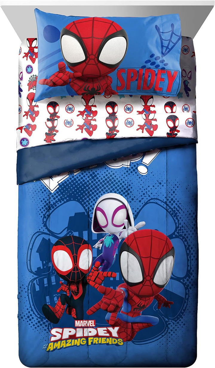 Jay Franco Marvel Spidey and His Amazing Friends Team Spidey 7 Piece Full Size Bed Set - Includes Co