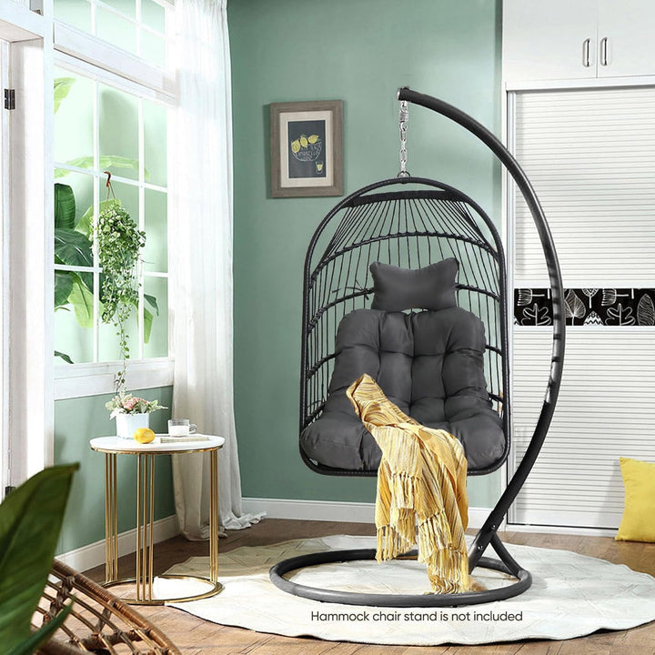 Hängesessel Faltbarer Korb-Hängesitz Rattan-Hängestuhl mit Edelstahl Aufhängeset Kettenglied UV-best