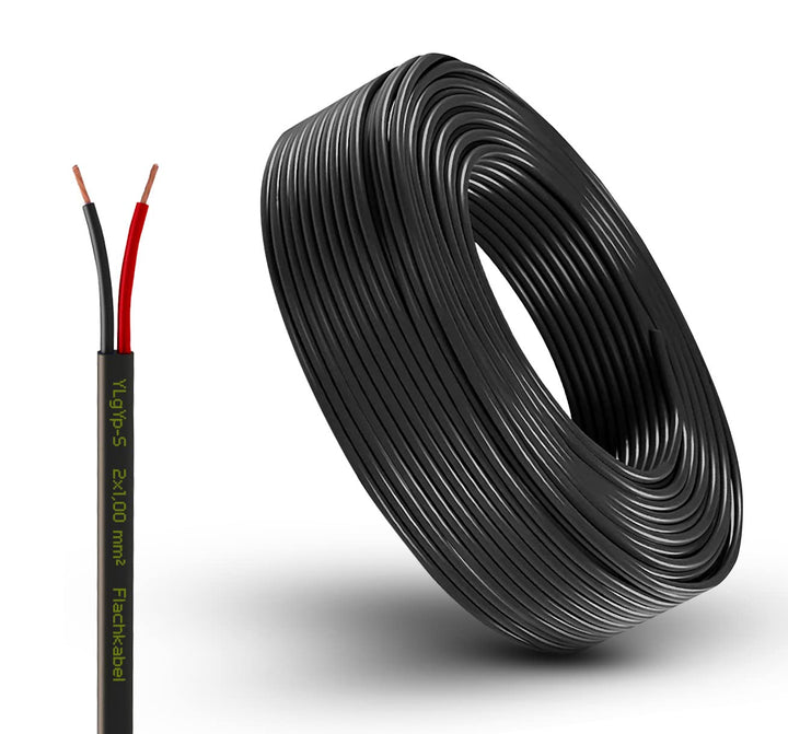 Fahrzeugleitung Anhängerkabel Rund oder Flach Kabel rot/schwarz 2x 0,75 1,0 1,5 mm² 2-adrig 6-24 Vol