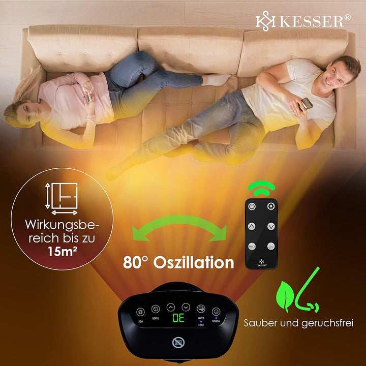 KESSER® Heizlüfter mit Fernbedienung energiesparend leise 2000W Keramik Heizstrahler Standheizstrahl