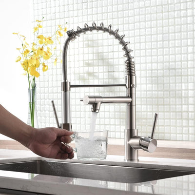 AIMADI Wasserhahn Küche Küchenarmatur mit Brause 360° schwenkbar Mischbatterie Spiralfeder Armatur S