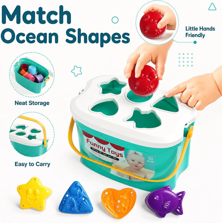 Montessori Stapelturm ab 6 Monate, 3-in-1 Sortier- &amp; Stapelspielzeug | 20 Teile zum Sortieren, Stape