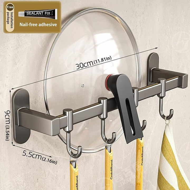 Hakenleiste Küche ohne Bohren mit Messerhalter und Topfdeckelhalter, Küchenutensilienhalter Wand aus