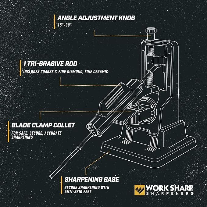WORK SHARP® Precision Adjust Profi Messerschärfer mit Fest-Winkel 15 - 30°- Diamant Messerschleifer