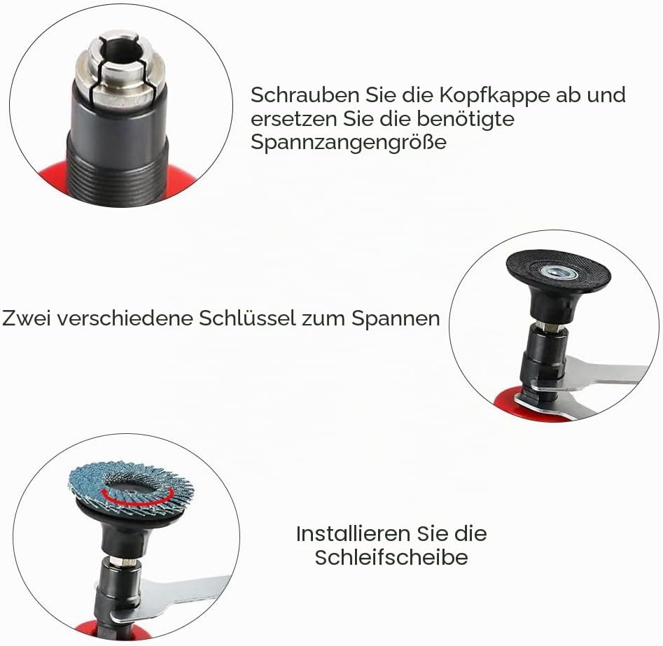 Druckluft Winkelschleifer Set - Mini Druckluft Schleifer mit 6mm & 3mm Spannzange und 20 2 Zoll Schn
