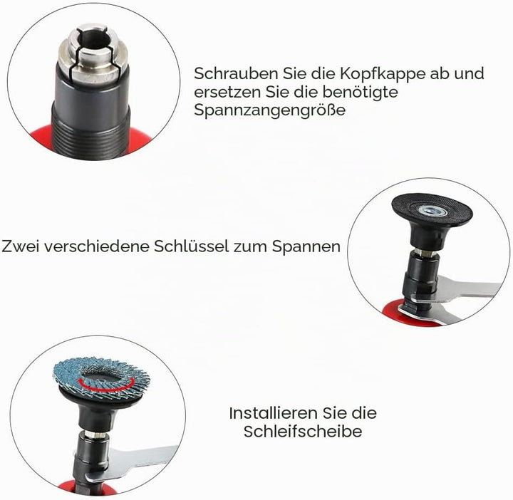 Druckluft Winkelschleifer Set - Mini Druckluft Schleifer mit 6mm & 3mm Spannzange und 20 2 Zoll Schn