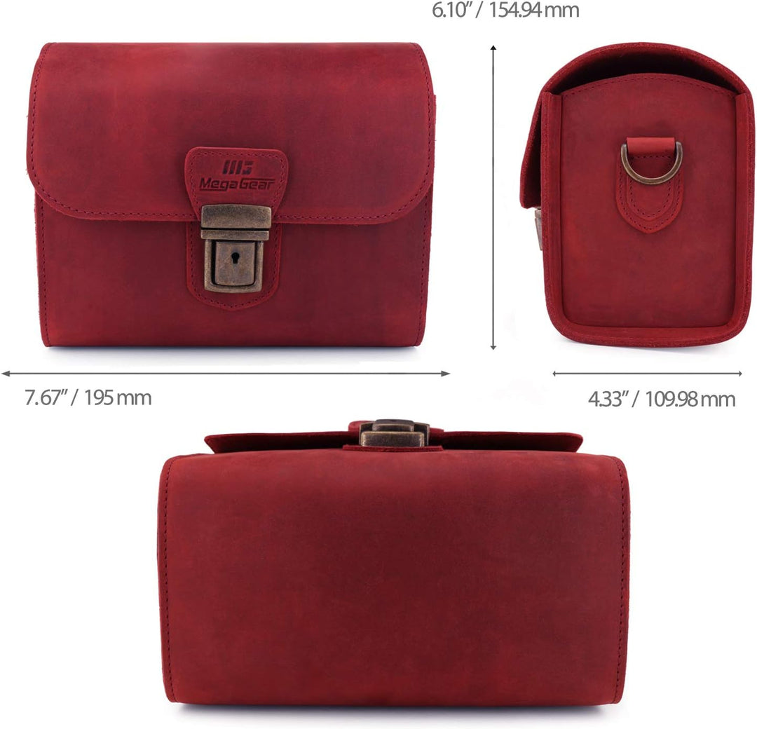 MegaGear MG1722 Pebble Kameratasche aus echtem Leder für spiegellose Sofort- und DSLR-Kameras, Kasta