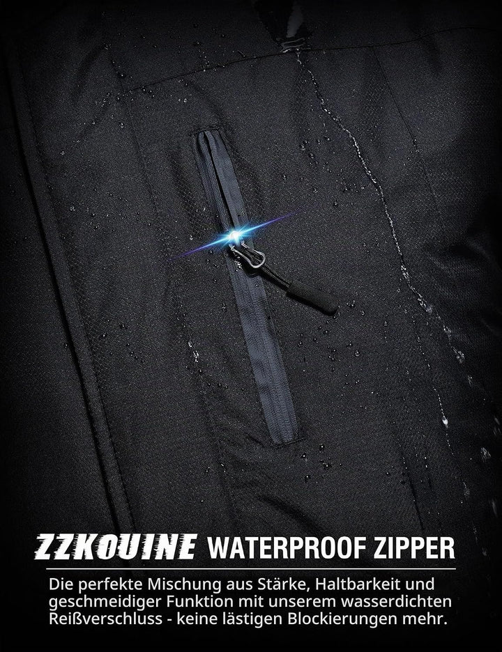 Zzkouine Herren Winter Wasserdichte Fleecejacke Warm Gefüttert Winterjacke Mit Kapuze Wasserabweisen