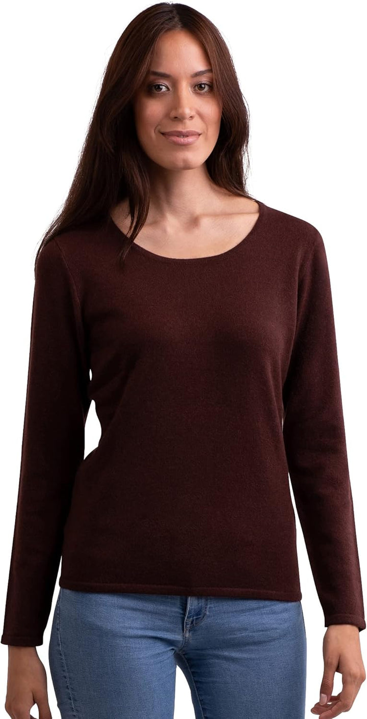 CASH-MERE.CH 100% Kaschmir Damen Pullover | Sweater Rundhalsausschnitt 2-fädig XL Zinnober Rot, XL Z