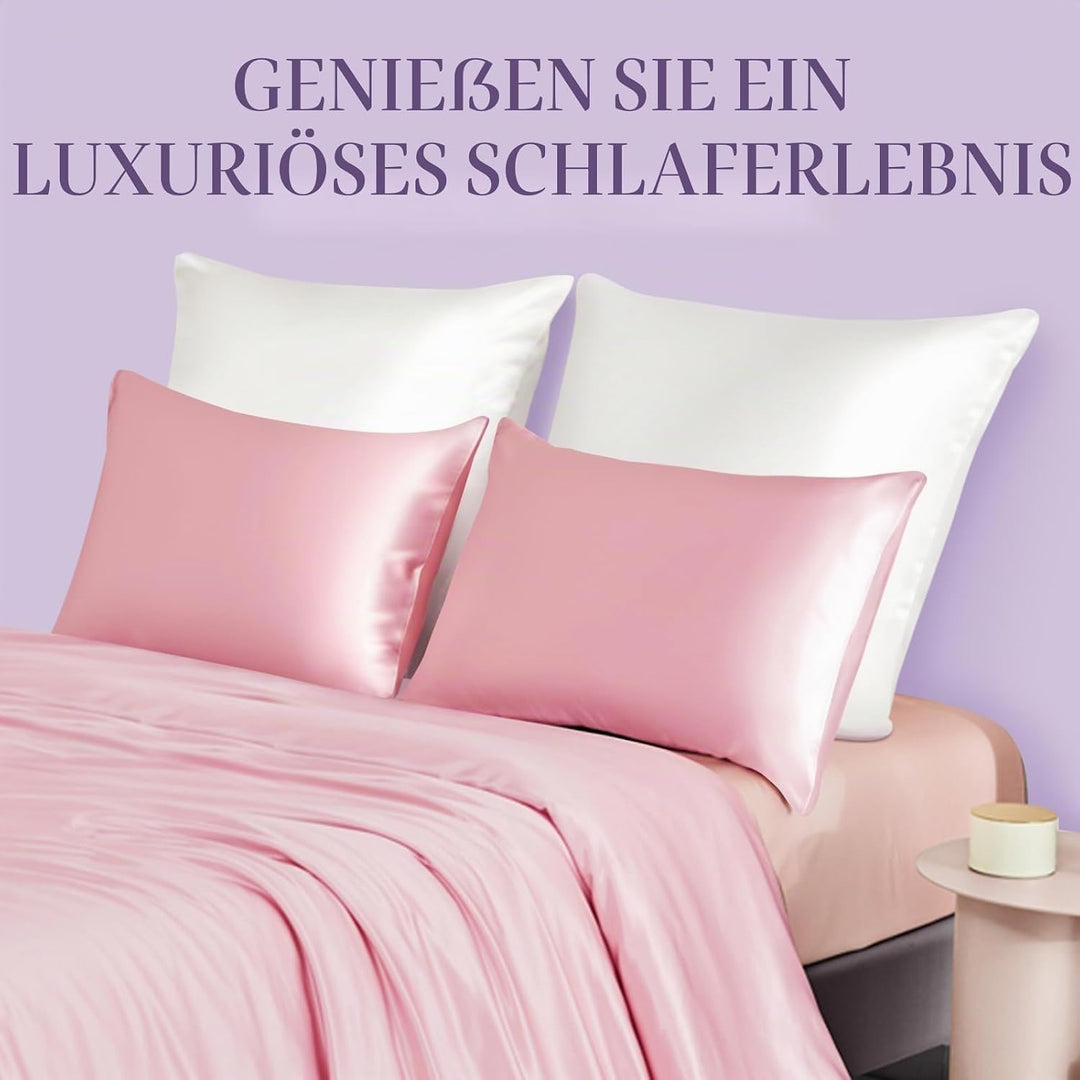 OLESILK Seide Kissenbezug Kissenhülle Haar- und Hautpflege mit Reissverschluss 16 Momme 1 Stück Rosa