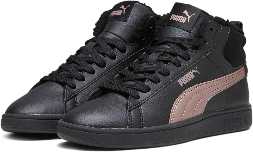 PUMA Unisex Smash 3.0 Mid WTR Sneaker 36 EU Black Rose Gold Metallic, 36 EU Black Rose Gold Metallic