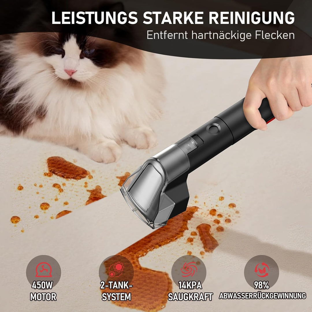 Polsterreiniger Gerät mit 4M Kabel, Waschsauger Teppichreiniger mit Tierhaarbürste und Schlauchreini