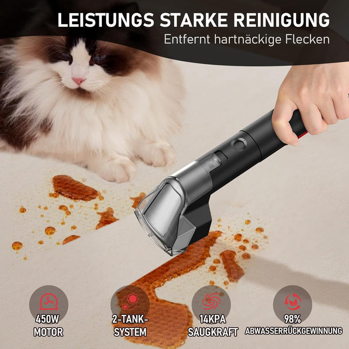 Polsterreiniger Gerät mit 4M Kabel, Waschsauger Teppichreiniger mit Tierhaarbürste und Schlauchreini