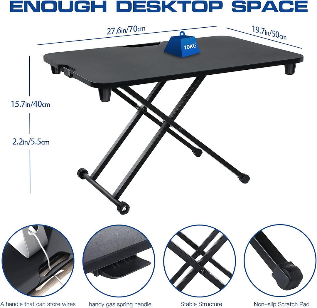 AIMEZO Stehpult Höhenverstellbarer Schreibtisch, 70 x 50cm Steharbeitsplatz für PC Monitor Laptop, E