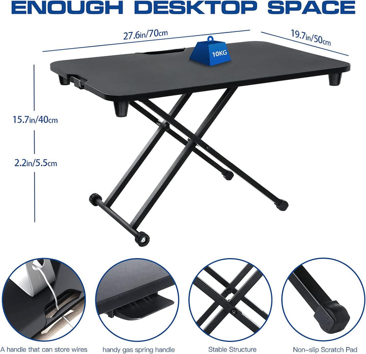 AIMEZO Stehpult Höhenverstellbarer Schreibtisch, 70 x 50cm Steharbeitsplatz für PC Monitor Laptop, E