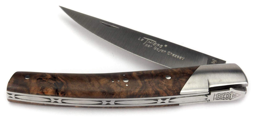 Goyon-Chazeau Le Thiers Taschenmesser - 12 cm Modell Le Pirou - Griffschalen Nussbaum Maserholz - Kl