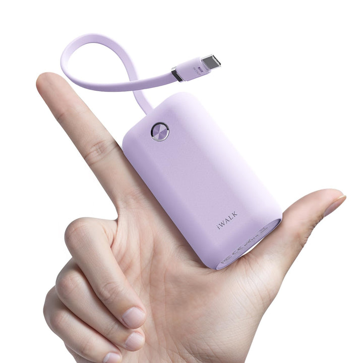 iWALK Mini Tragbares Ladegerät 10000 mAh, 22,5W USB-C Powerbank mit integriertem Kabel, Ultra-kompak
