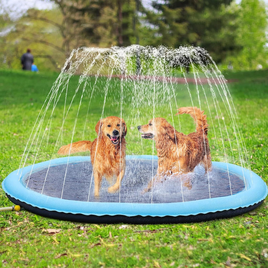 Wasserspielzeug Outdoor Spiele, 170CM Wassersprinkler Splash Pad, Gartenspielzeug Sprinkler und Hund