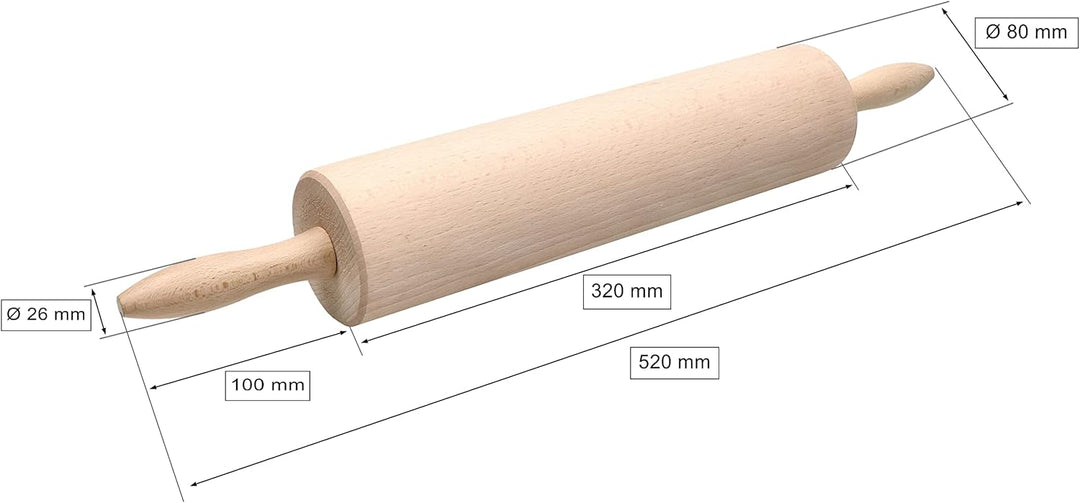 KOTARBAU® Teigrolle Backrolle Nudelholz 52 cm Ø 80 mm zum Walzen von Teig