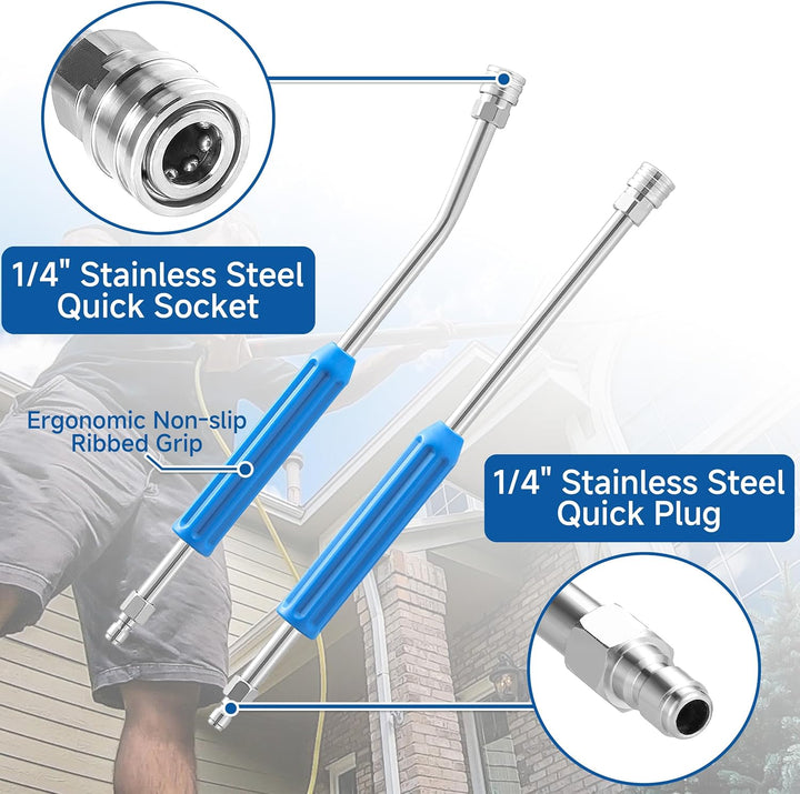 Tool Daily 2 Stück 43 cm Hochdruckreiniger-Verlängerungslanze mit Adapter, kompatibel mit Karcher K2