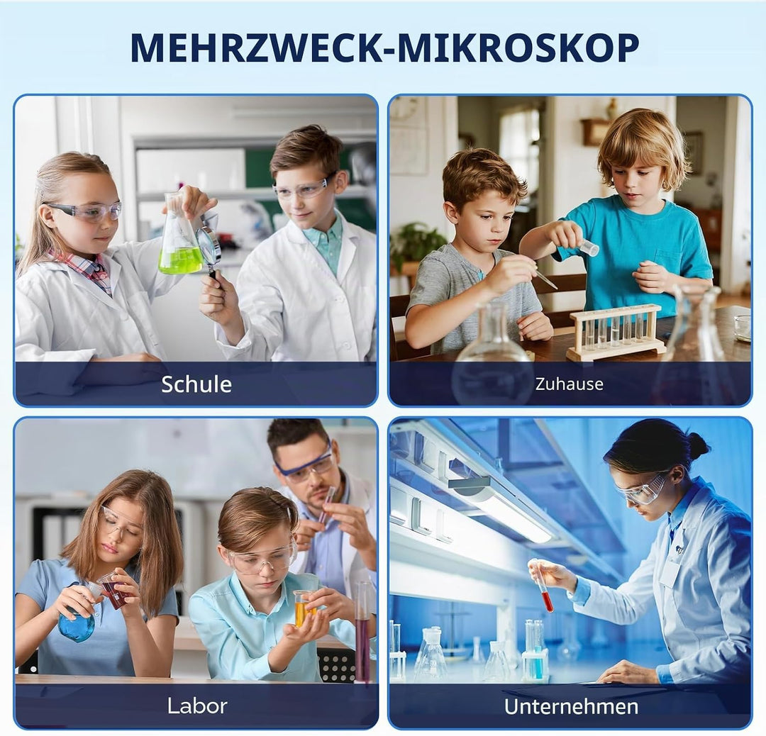 HUTACT Mikroskop für Kinder Erwachsene Anfänger: 40-2000X Compound Biologie Mikroskop mit Slide Kit