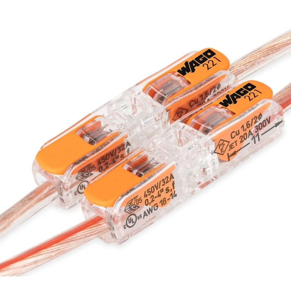 WAGO 2-Leiter Durchgangs-Verbinder mit Hebel 221-2411 | Nennquerschnitt: 4 mm², mit Hebel, 60 Stück,