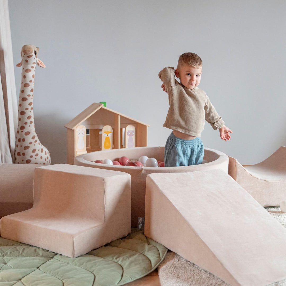 KiddyMoon Spielplatz Velvet Aus Schaumstoff Für Babys Spielbad Hindernisläufen, Element Hügel/Tunnel