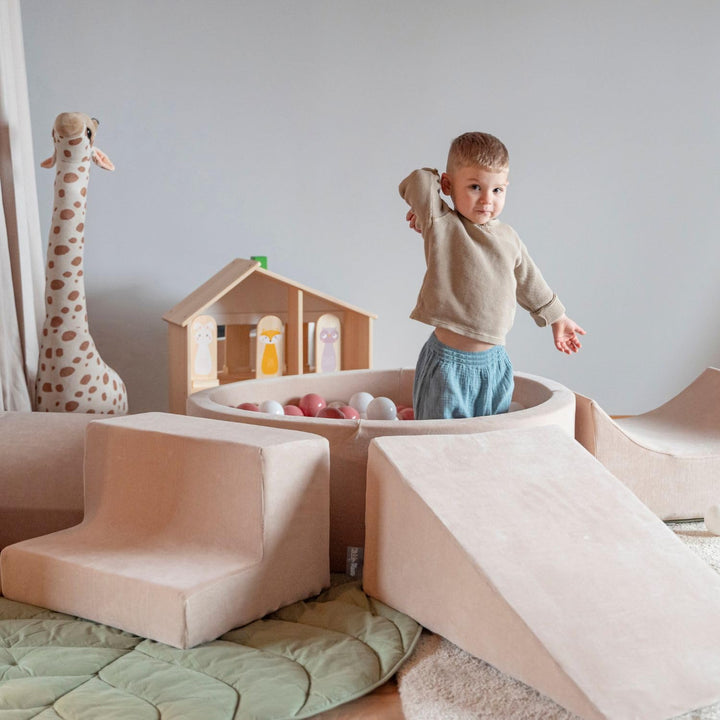 KiddyMoon Spielplatz Velvet Aus Schaumstoff Für Babys Spielbad Hindernisläufen, Element Hügel/Tunnel