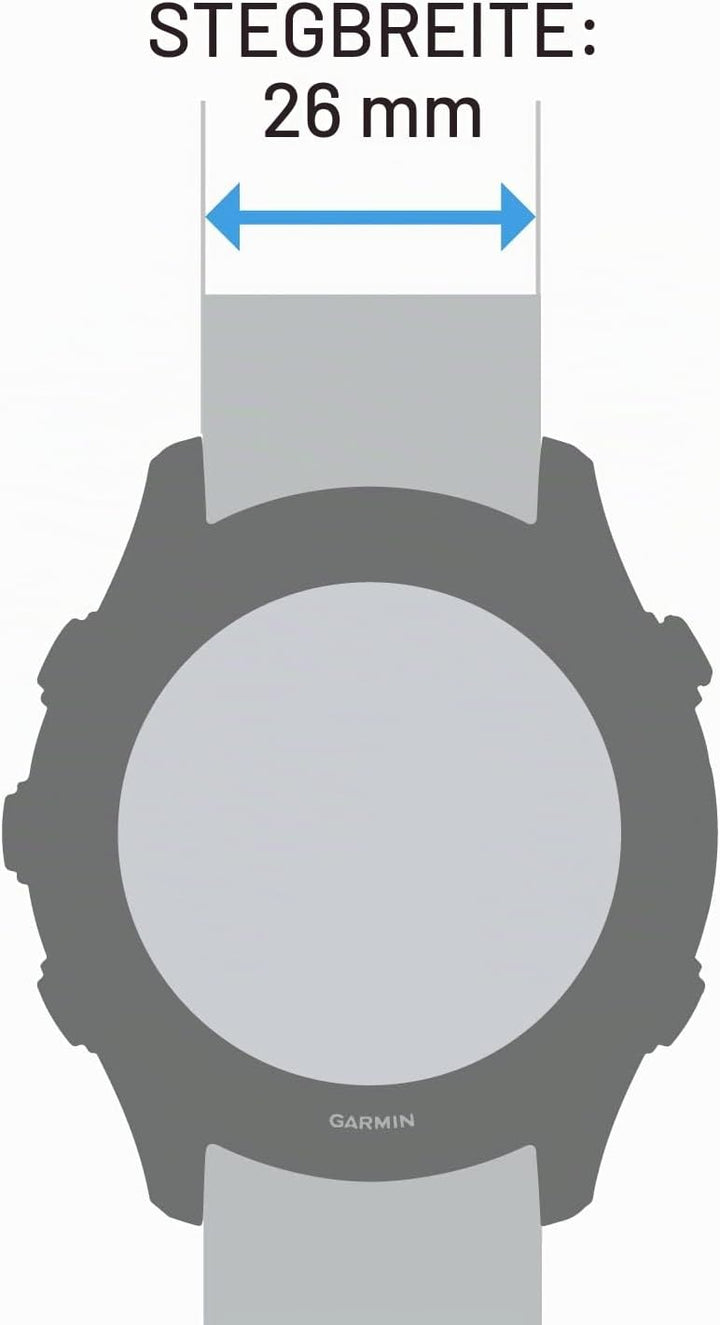 Garmin Quickfit Armband, 26mm, Silikon, Schwarz, passend für Fenix 5X/6X/7X Serie, Enduro 1/2, Tacti