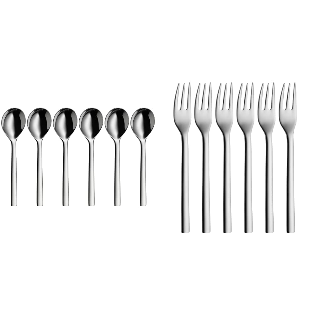 WMF Nuova Suppenlöffel Set 6-teilig, 17 cm, Müslilöffel, Kinderlöffel, Cromargan Edelstahl poliert s