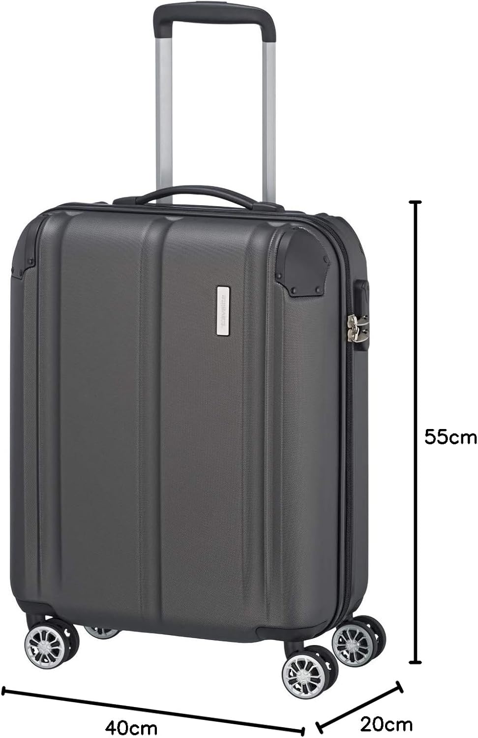 travelite 4-Rad Handgepäck Koffer erfüllt IATA Bordgepäckmass, Gepäck Serie CITY: Robuster Hartschal