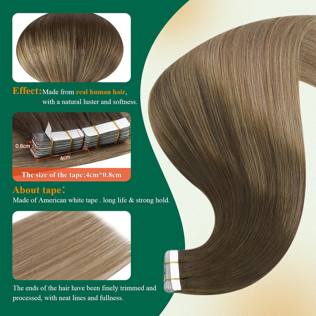 Easyouth Tape Extension Echthaar Remy Echthaar Tape Extensions Farbe Dunkelstes Braun Mischen Sie Mi