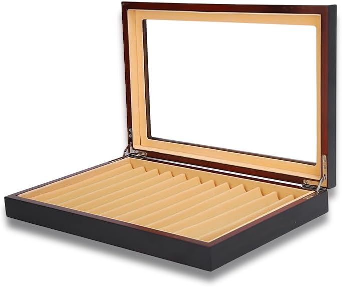 Stifthalterbox, 12 Füller Anzeigebox Vitrine Stiftebox Holz Kugelschreiber Federhalter Display Box S